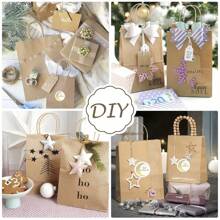 10 个星月牛皮纸袋，礼品袋，带手柄的礼品包装袋，适用于牛皮纸礼品袋、节日、新年、婚礼、生日糖果袋、派对礼品袋 - 卡其色 - 查看 5