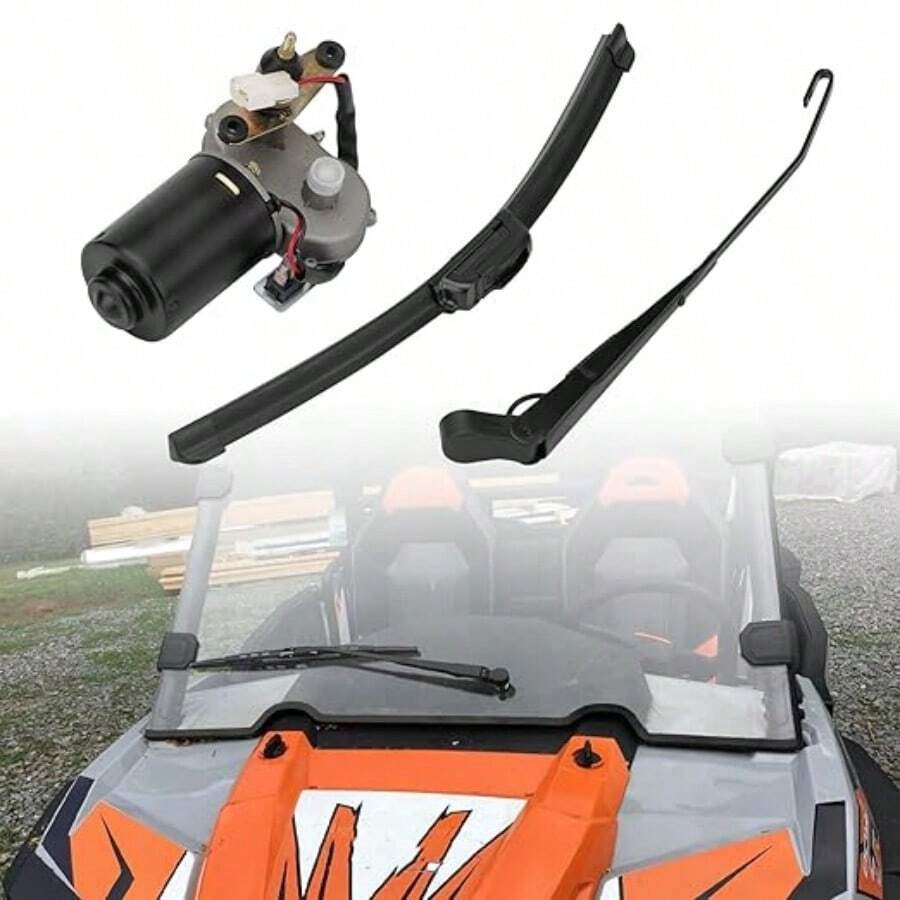 UTV Electric Windshield Wiper Motor Kit For Most UTV Compatible With Can Am Defender Pro Compatible With Mule Teryx 16" 12V Windshield Wiper Blade - Black - View 1