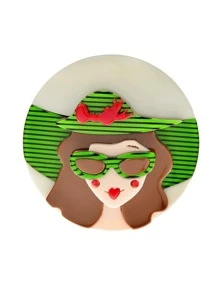 1pc Phụ nữ chân dung với mũ nhân vật hoạt hình Acrylic trâm cài, sáng tạo trang phục phụ kiện huy hiệu - con gái - Xem 12