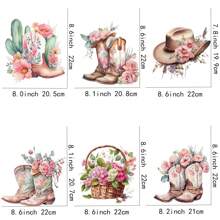 6pcs/Set Western Style Heat Transfer Stickers, DIY Washable Printed T-Shirt Iron-On Patches Decor - Multicolor - View 2