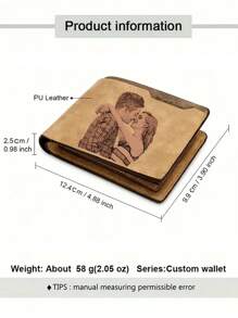 1 pieza Cartera personalizada para hombres, cartera con foto grabada/UV personalizada para hombres, regalos personalizados para hombres, regalo de San Valentín personalizables, 12.4 cm/4.88 pulgadas x 9.9 cm/3.90 pulgadas x 2.5 cm/0.98 pulgadas, 5 espacios para tarjetas, 2 colores marrón claro/marrón oscuro, UV/Color, grabado/blanco y negro, carteras de hombre, cartera para papá, regalos personalizados para hombres, regalos para hombres, novio, prometido, esposo, regalos de San Valentín, cumpleaños, aniversario para papá