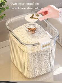 Contenedor de arroz de cocina para el hogar de 1 pieza con gran capacidad para almacenamiento y comida para mascotas - transparente - Ver 3
