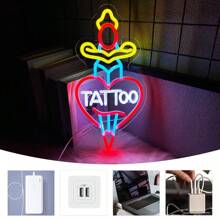 Enseigne lumineuse au néon pour la décoration murale, texte de lumière néon LED pour la décoration commerciale, cadeaux de lumières LED roses pour le repaire d'homme, pour les amateurs de tatouage, décoration murale pour studio de tatouage et boutique