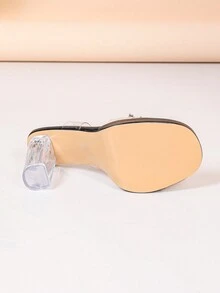 Dames Europese en Amerikaanse mode hoge hakken sandalen met transparante vamp en strass decoratie, veelzijdige elegante streetwear, zwarte chunky hak puntige neus pumps voor de zomer