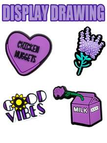 16 PCS Purple Mushroom Butterfly Mixed, Purple Flowers, Purple Mushrooms, Purple Lavender, Etc., Detachable, Washed, Shoe Tip Poetry, Flower Shadow Dance Neon Dress - Elegant Scenery Of Shoe Flowers