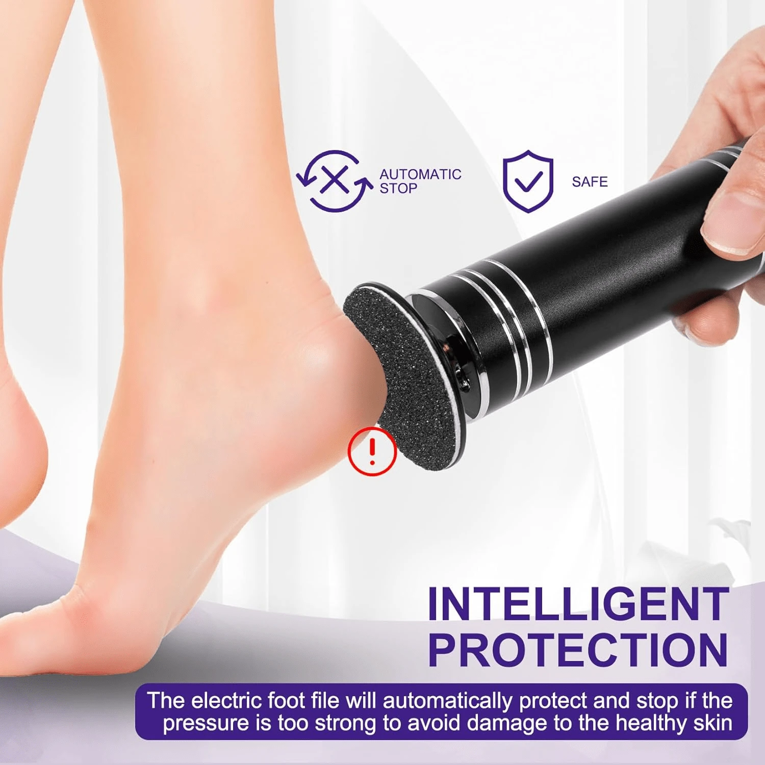 The Electric Foot Grinder Easily Removes Stubborn Cuticles And Effectively Prevents Dry, Cracked And Rough Feet. The Adjustable-Speed Foot Pedicure Machine With 60 Pieces Of Replacement Sandpaper Is Suitable For Removing Dead Skin, Hard Skin, And Calluses From The Soles Of Men And Women's Feet. - 黑色 - 查看 1