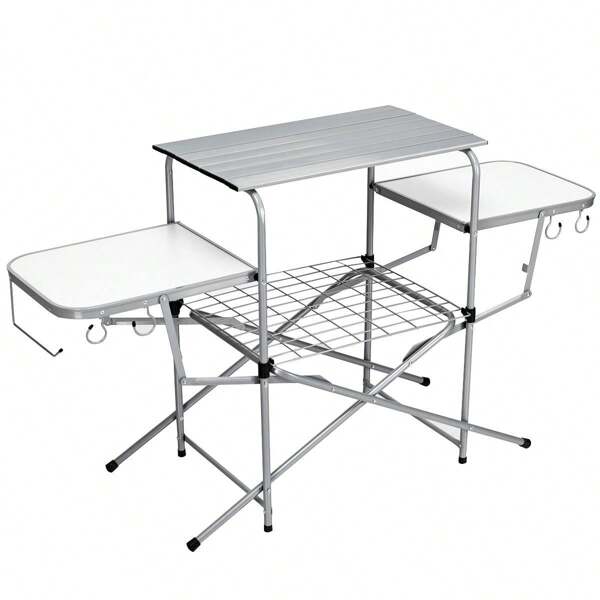Homasis Portable Grilling Stand Folding BBQ Table Camping Table With Carrying Bag