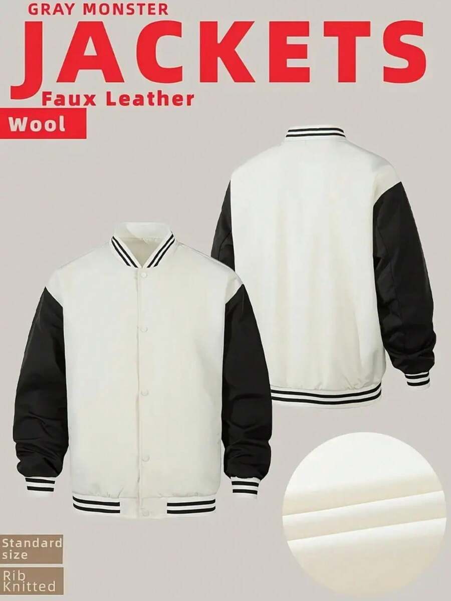 Classic Baseball Uniform, Men's Casual Baseball Jacket, Suitable For College Coat, Spring And Fall, Suitable For Daily Outdoor Activities