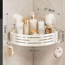 1 Piece Bathroom Storage Patch/Suction Cup Triangle Storage Rack Toilet Supplies Storage Punch-Free Wall-Mounted Bathroom Rack