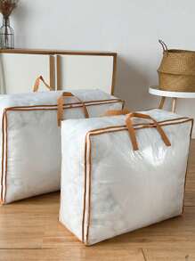 Extra Large PVC Storage Bags With Zipper And Handles, Heavy-Duty Tote Bags For Moving, Space-Saving Foldable Bags For Quilts, Blankets And Bedding - White - View 8