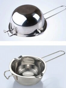 1pc 400ml Stainless Steel Candle Wax Melting Boiler Pot With Heat Resistant Handle For Melting Chocolate Candy And Candle Making Supplies - Silver - View 5