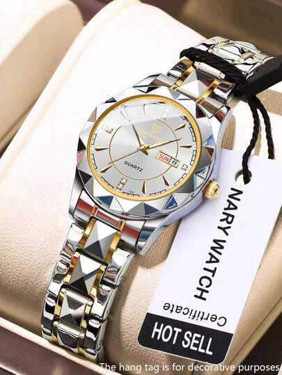 NARY ساعة كوارتز أنثوية عصرية وأنيقة مع قرص أسبوع تقويمي أنيق وسوار فولاذي مقاوم للماء ساعة نسائية، مناسبة للحياة اليومية، التجمعات الحفلات