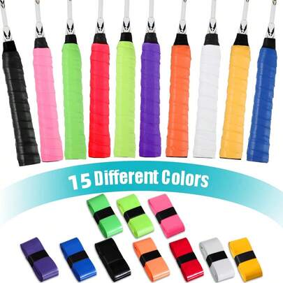 2pcs 2024 New Moisture-Wicking Non-Slip Elastic Sports Racket PU Handlebar Wrap, Suitable For Bicycle Handlebars, Fishing Rods, Badminton Rackets, Pickleball Paddles, Tennis Racket Handles