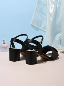 Teenage Prom High Heel Sandals, One-Piece Style, Campus Vibe - Black - View 6