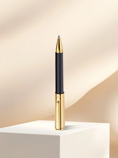 Versace Calipso Ballpoint Pen Black Gold Ball Point Pen Luxury Designer With Medusa And Greek Key Engraved Logo,Gift For Unisex VS7040017 Back To School