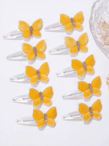 10/20pcs Mixed European & American Velvet Mini Butterfly Hair Clips, BB Clips, Baby Girl Hair Accessories, Children Clothing Accessories, Girls Butterfly Hair Decor Set, Suitable For Wear With Best Friends