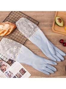 1 Pair Of Warm Dishwashing Gloves - Thick, Waterproof And Non-Slip, Protective, Alcohol Free, Flexible, Reusable, Suitable For Dishwashing, Oven And Pet Care - Suitable For Women And Men - Great For Kitchen, Bathroom, Home, House Cleaning And Housework