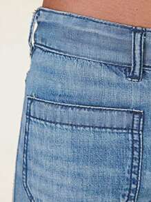 New Women's Retro Fashion Jeans Multi-Pocket Denim Trousers - 淺色水洗藍 - 查看 5