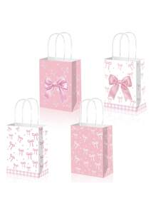2/6/10 Stück rosa Schleifen Handtasche, Geschenkverpackungstasche, Hochzeit/Party/Feiertag Geschenktüte, Bonbon/Kekse Verpackungstasche, Valentinstag dekorative Geschenktüte (zufälliger gemischter Stil)