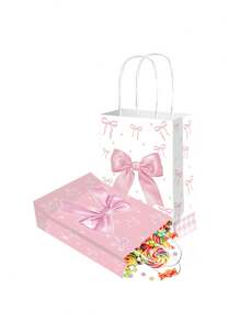 2/6/10 Stück rosa Schleifen Handtasche, Geschenkverpackungstasche, Hochzeit/Party/Feiertag Geschenktüte, Bonbon/Kekse Verpackungstasche, Valentinstag dekorative Geschenktüte (zufälliger gemischter Stil)