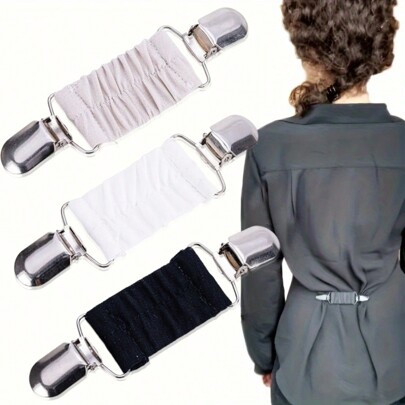 1/2/3/4/5/6pcs New Dress Cinch Clips Set Elastic Clothes Clip To Tighten Dress Cardigan Collar Clips Shirt Clips Back Cinch For Women