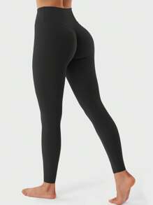 VOYJOY Cross Waist Butt Lifting Workout Leggings For Women Hidden Scrunch Yoga Pants Crossover Tummy Control Leggings Yoga Pants For Women Winter Clothes For Women Black Pants