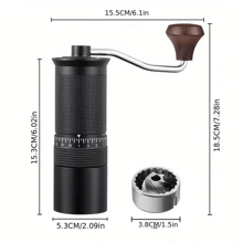 Molinillo de café manual premium con ajustes regulables - Molino de manivela portátil, mango de madera, de aluminio y acero inoxidable, sin electricidad, capacidad de 25g para viajes y uso en el hogar, ajuste externo, forma redonda, de vuelta al cole