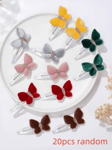10/20pcs Mixed European & American Velvet Mini Butterfly Hair Clips, BB Clips, Baby Girl Hair Accessories, Children Clothing Accessories, Girls Butterfly Hair Decor Set, Suitable For Wear With Best Friends
