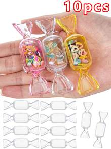 10 piezas Cajas de regalo para fiestas con forma de caramelo, organizador de anillos con tapa, contenedor de plástico para caramelos lindo, estuche de exhibición para joyería DIY, accesorios para Navidad, boda, fiesta y viaje