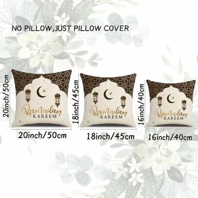 2个新月星形复古斋月灯笼，亚麻般柔软触感，适合斋月、开斋节庆祝活动，耐用涤纶材质，多功能伊斯兰派对装饰，斋月、开斋节快乐靠垫套，斋月家居装饰，伊斯兰佳节，吉祥如意