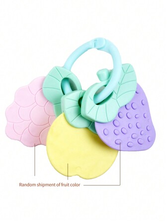 1pc Newborn Baby Teether, Prevents Hand Biting, Massages Gums, Exercises Grip, Calms Emotions, Soft Chewing Toys, Educational, Various Fruit Shapes (Strawberry, Grape, Apple Etc.), PP+TPE Material, Dishwasher Friendly