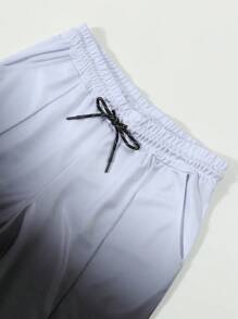 Ensemble 2 pièces casual pour hommes, polo à zip avec imprimé dégradé et shorts d'été, confortable pour le port quotidien casual