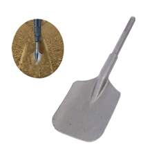 "Five-Pit Long Handle Large Square Electric Pickaxe Head - Large Square Electric Pickaxe Chisel For Concrete Digging, Large Flat Shovel For Digging" - Silver - View 1