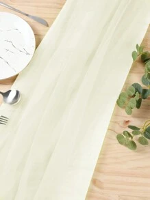 1 pieza Tela de fondo de unicolor, decoración moderna de organza para silla de fiesta al aire libre, banner nupcial para boda, fiesta de cumpleaños - lechoso - Ver 6