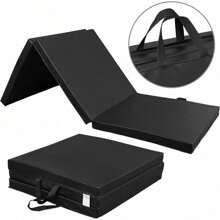 2'' Thick Tri-Fold Folding Gym Exercise Mat Extra Thick Gymnastics Mat Tumbling Mat With Carrying Handles For Home Workout, Core Workouts, Stretching, MMA, Yoga - Black - View 3