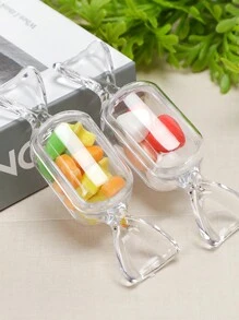 10 piezas Cajas de regalo para fiestas con forma de caramelo, organizador de anillos con tapa, contenedor de plástico para caramelos lindo, estuche de exhibición para joyería DIY, accesorios para Navidad, boda, fiesta y viaje