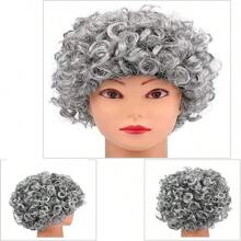 Grandma Wig Grey Old Lady Costume Set Women's Grandmother Cosplay Accessories With Curls Grandma Wig, Madea Glasses, Glasses Chains Drawstring Straps, Pearl Jewellery Grandma Fancy Dress - Multicolor - View 2