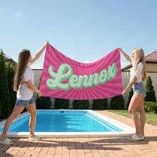 Vintage Style Personalized Beach Towels, Named Bath Towels, Customized Beach Towels With Names, Outdoor Birthday Vacation Gifts, Pool Party Towels Summer Holiday Bathroom DecorTravel Essentials Travel Accessories Beach Essentials,Multi-Functional,Ornamental,Reusable,Exquisite,Stylish,High-Quality,Colorful,Modern,Custom,Personalized,Unique,Ideal Gifts For Him,Ideal Gifts For Her,Boyfriend,Dad,Girlfriend,Mom,Family,Friends,Tea Room,Home,Garden,Office,For Anniversaries,For Valentine's Day,For Mother's Day,For Birthdays,For Father's Day,For Graduation,For Weddings,For Housewarming,Sunny Journey - Multicolor - View 2