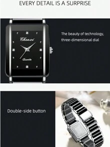 2pcs/pair Ceramic Square Couple Watch, Alloy Dial Quartz Wristwatch, Men Women Matching