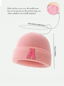 1 pieza Gorro de punto con estampado de letras para niños, accesorio de invierno cálido para uso diario de niñas bebé