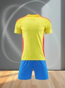 Customized Logo For Youth Girl's Sportswear, Personalized Customization DIY, Customization Belongs To You Uniquely"2024-2025 Customizable Colombia-Inspired Teen Girls Football Kit (Ages 13-16) - Personalized Jersey And Shorts Set, Home Design Style" - Yellow - View 2