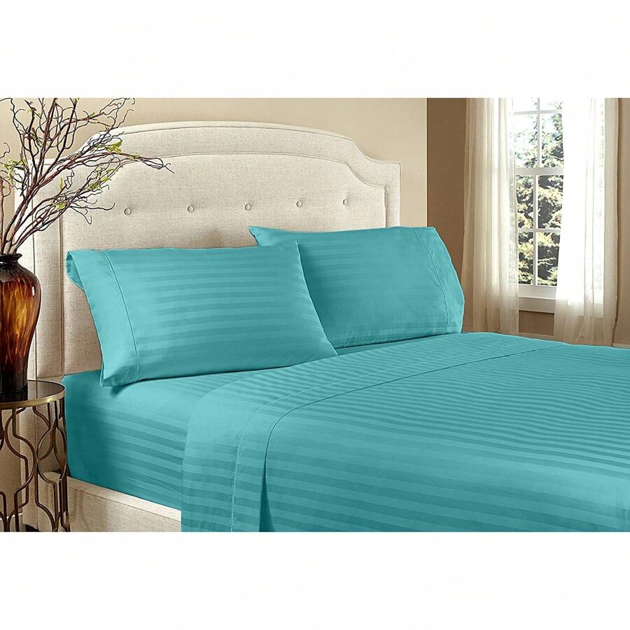Hotel Collection 1800 Super Soft & Wrinkle Free Luxurious Stripe 6-Piece Sheet Set With Extra Pillowcases - 阿誇 - 查看 1