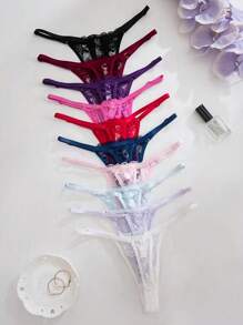 10pcs/Pack Women's Elegant Sexy Lace Thong Panties