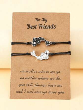 1 件可调节儿童太极阴阳鱼设计手链套装，百搭日常佩戴，可作为生日礼物