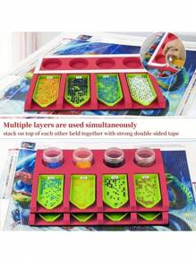 Four-Slot Diamond Painting Tray Storage Rack And Tray Set, One Red EVA Foam Multi-Compartment Tray And 4 Small Trays, Multifunctional Art And Craft Storage Tool, For Storing Diamond Painting Tools And Accessories, DIY Diamond Painting 5D Diamond Embroidery Cross Stitch Mosaic Craft Tool Accessories