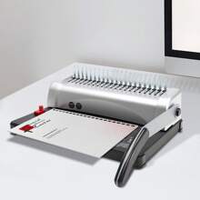 Comb Binding Machine 21 Holes 450 Sheet A4/A5 Coil Manual Paper Punch Binder, A4 Binding Machine With 100* Comb Rings - Silver+Black - View 1