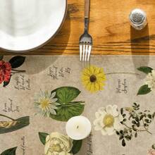 Vintage Tropical Flower Pattern Table Runner, Home Farmhouse Decor For Spring, Summer, Fall Kitchen Dining Table - Khaki - View 5