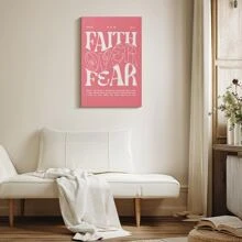 1pc Framed Canvas Poster, Modern Christian Pink Girl Preppy Decor Wall Art Canvas Paintings, Ideal Gift For Bedroom Living Room Corridor, Wall Art, Room Decoration