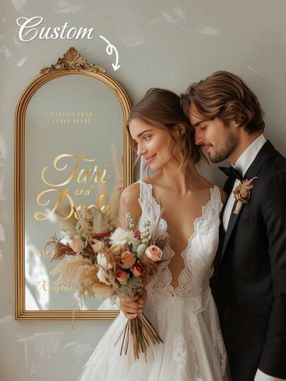 Customize A "Welcome To My Wedding" Wedding Decoration Crystal Transfer Sticker. Give Your Mirror A Unique Style. Customize Exclusive Groom And Bride Names And Wedding Dates. Decorate Personalized Crafts At The Wedding Venue. Bedroom Mirror Decoration. Wall Decoration, Celebration Decals