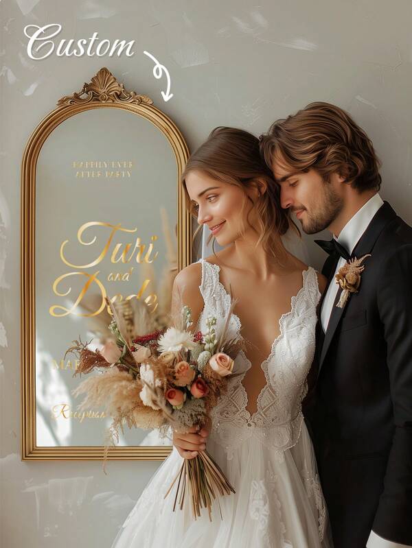 Customize A "Welcome To My Wedding" Wedding Decoration Crystal Transfer Sticker. Give Your Mirror A Unique Style. Customize Exclusive Groom And Bride Names And Wedding Dates. Decorate Personalized Crafts At The Wedding Venue. Bedroom Mirror Decoration. Wall Decoration, Celebration Decals